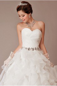 Satin and Organza Sweetheart Floor Length Ball Gown with Crystals