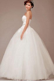 Tulle Strapless Floor Length Ball Gown with Crystals