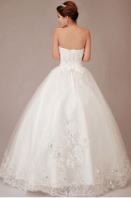 Tulle Sweetheart Floor Length Ball Gown with Flowers
