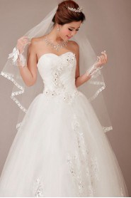 Tulle Sweetheart Floor Length Ball Gown with Flowers