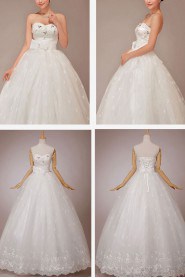 Satin Sweetheart Floor Length Ball Gown with Crystals