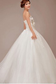 Satin and Lace Strapless Floor Length Ball Gown with Crystals