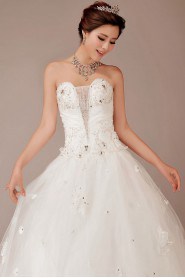 Tulle Sweetheart Chapel Train Ball Gown with Crystals