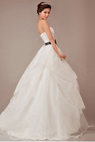 Organza Sweetheart Chapel Train Ball Gown with Crystals