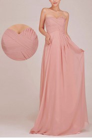 Chiffon Sweetheart Floor Length A-Line Dress with Ruched