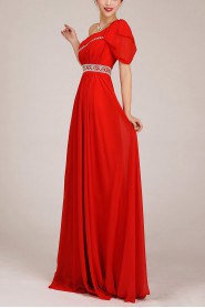 Chiffon  Floor Length A-Line Dress with Crystals