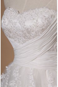 Net and Satin Strapless Ball Gown with Beading