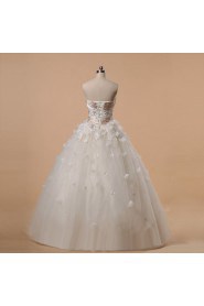 Net and Satin Strapless Ball Gown with Crystal