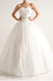 Net and Satin Strapless Floor Length Ball Gown