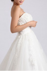 Organza Strapless Ball Gown with Crystal