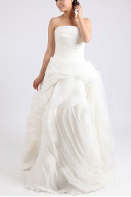 Organza Strapless Floor Length Ball Gown with Crystal