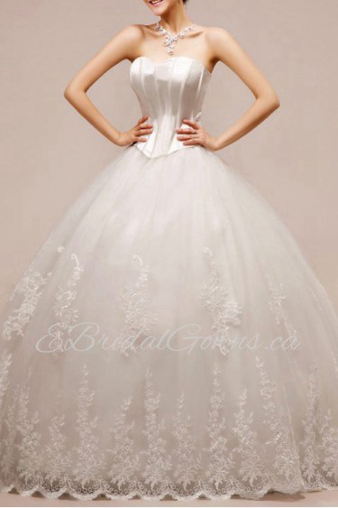 Net and Satin Sweetheart Floor Length Ball Gown