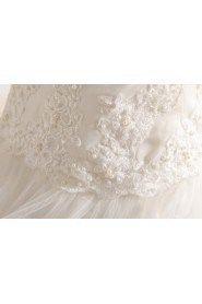 Lace V-neck Ball Gown with Handmade Flowers