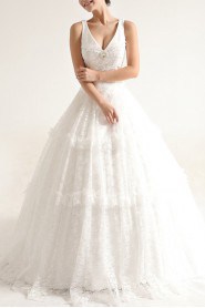 Lace V-neck Ball Gown