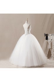 Net Strapless Floor Length Ball Gown with Sequins
