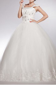 Net Straps Neckline Floor Length Ball Gown with Sequins