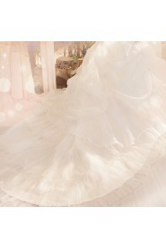 Tulle Strapless Cathedral Train Ball Gown