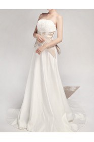 Satin Strapless Cathedral Train A-line Gown