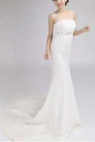 Lace Strapless Mermaid Gown with Crystal