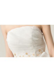 Satin Strapless Ball Gown with Handmade Flowers