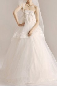 Net Strapless Floor Length Ball Gown with Crystal