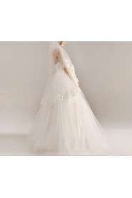 Net Strapless Floor Length Ball Gown with Crystal