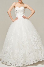 Satin Sweetheart Floor Length Ball Gown with Sequins