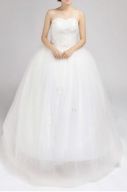 Satin Strapless Floor Length Ball Gown with Sequins
