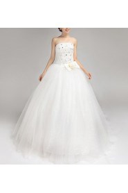 Satin Strapless Floor Length Ball Gown with Sequins