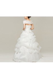 Satin Off-the-Shoulder Floor Length Ball Gown with Embroidered