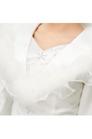 Satin Jewel Neckline Floor Length Ball Gown with Sequins