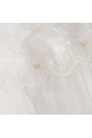 Satin Jewel Neckline Floor Length Ball Gown with Crystal