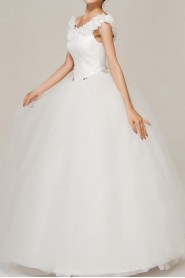Satin Off-the-Shoulder Floor Length Ball Gown with Crystal
