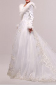 Organza V-neck Ball Gown with Sequins