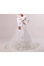 Organza V-neck Ball Gown with Sequins