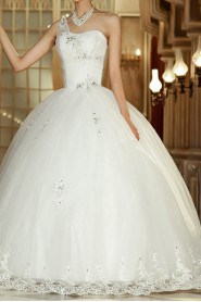 Tulle One Shoulder Floor Length Ball Gown with Sequins