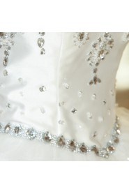 Satin Scoop Neckline Floor Length Ball Gown with Crystal