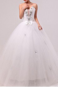 Organza V-neck Floor Length Ball Gown with Crystal