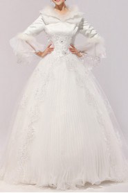 Tulle Jewel Neckline Floor Length Ball Gown with Sequins