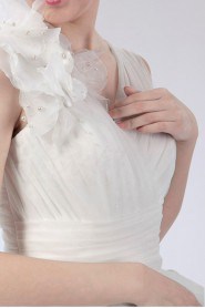 Organza Straps Neckline Ball Gown Dress with Handmade Flowers