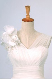 Organza Straps Neckline Ball Gown Dress with Handmade Flowers