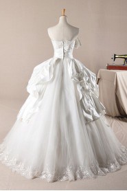 Satin Strapless Ball Gown Dress with Pearls