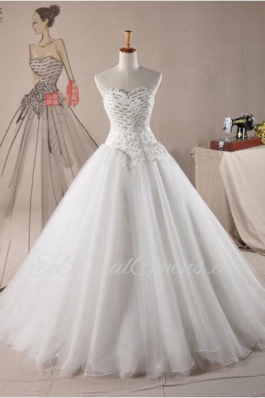 Organza Sweetheart Ball Gown Dress with Beading