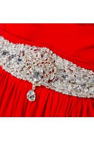 Chiffon V-neck Floor Length Empire Dress with Crystal