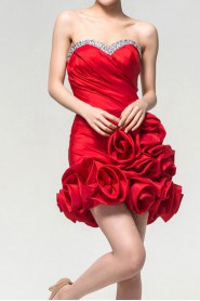 Satin Sweetheart Short Dress with Crystal