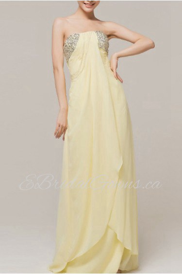 Chiffon Strapless Floor Length Empire Dress with Sequins