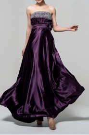 Charmeuse Strapless Floor Length Empire Dress with Sequins