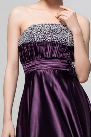 Charmeuse Strapless Floor Length Empire Dress with Sequins