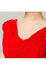 Chiffon V-neck Floor Length Corset Dress with Crystal
