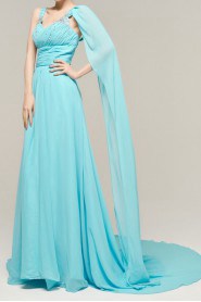 Chiffon V-neck A-line Dress with Crystal
